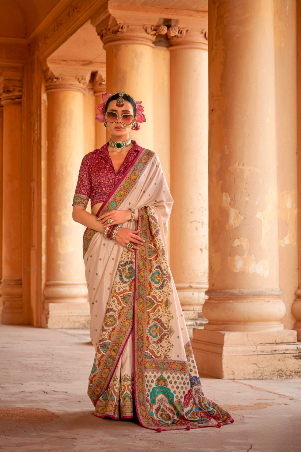 Super Polyester Viscose Silk Saree with Hand Block Luxury Print