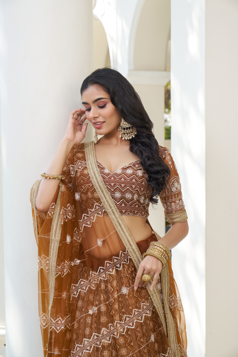 Graceful Thread and Sequin Embroidered Net Lehenga for Parties