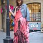 Japan Satin Printed Saree with Elegant Silken Drape Finish