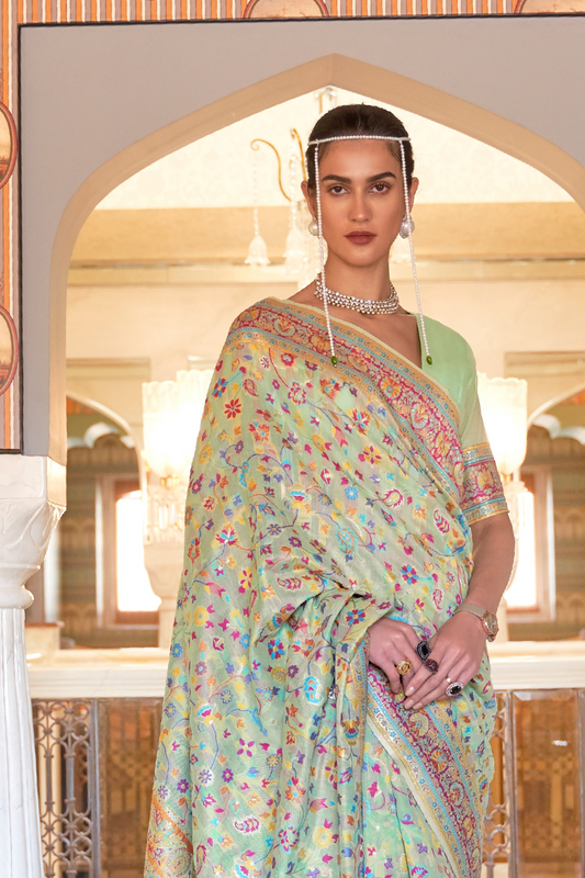 Premium Modal Silk Saree with Kashmiri Handloom Design