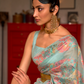 Floral Zari Silk Blend Banarasi Saree with Elegant Weave