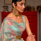 Floral Zari Silk Blend Banarasi Saree with Elegant Weave