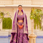 Regal Plum Printed Bridal Lehenga & Floral Print Kurta Set for Couple - LaVante Fashion
