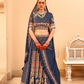 Designer Couple Outfit in Blue Kurta Skirt and Men Indowestern Kurta - LaVante Fashion
