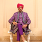 Regal Violet Bridal Lehenga & Floral Print Kurta Set for Couple