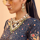 Designer Couple Outfit in Blue Kurta Skirt and Men Indowestern Kurta - LaVante Fashion
