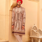 Regal Beige Bridal Lehenga & Floral Print Kurta Set for Couple - LaVante Fashion