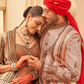 Regal Beige Bridal Lehenga & Floral Print Kurta Set for Couple - LaVante Fashion