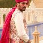 Regal White Bridal Lehenga & Floral Print Kurta Set for Couple - LaVante Fashion