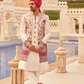 Regal White Bridal Lehenga & Floral Print Kurta Set for Couple - LaVante Fashion