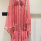 Embroidered Pink Indo-Western Georgette Outfit