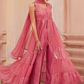 Embroidered Pink Indo-Western Georgette Outfit
