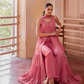 Embroidered Pink Indo-Western Georgette Outfit