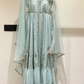 Lehenga Choli de seda de diseñador en color azul turquesa, lista para usar, con brillo y detalles de espejo