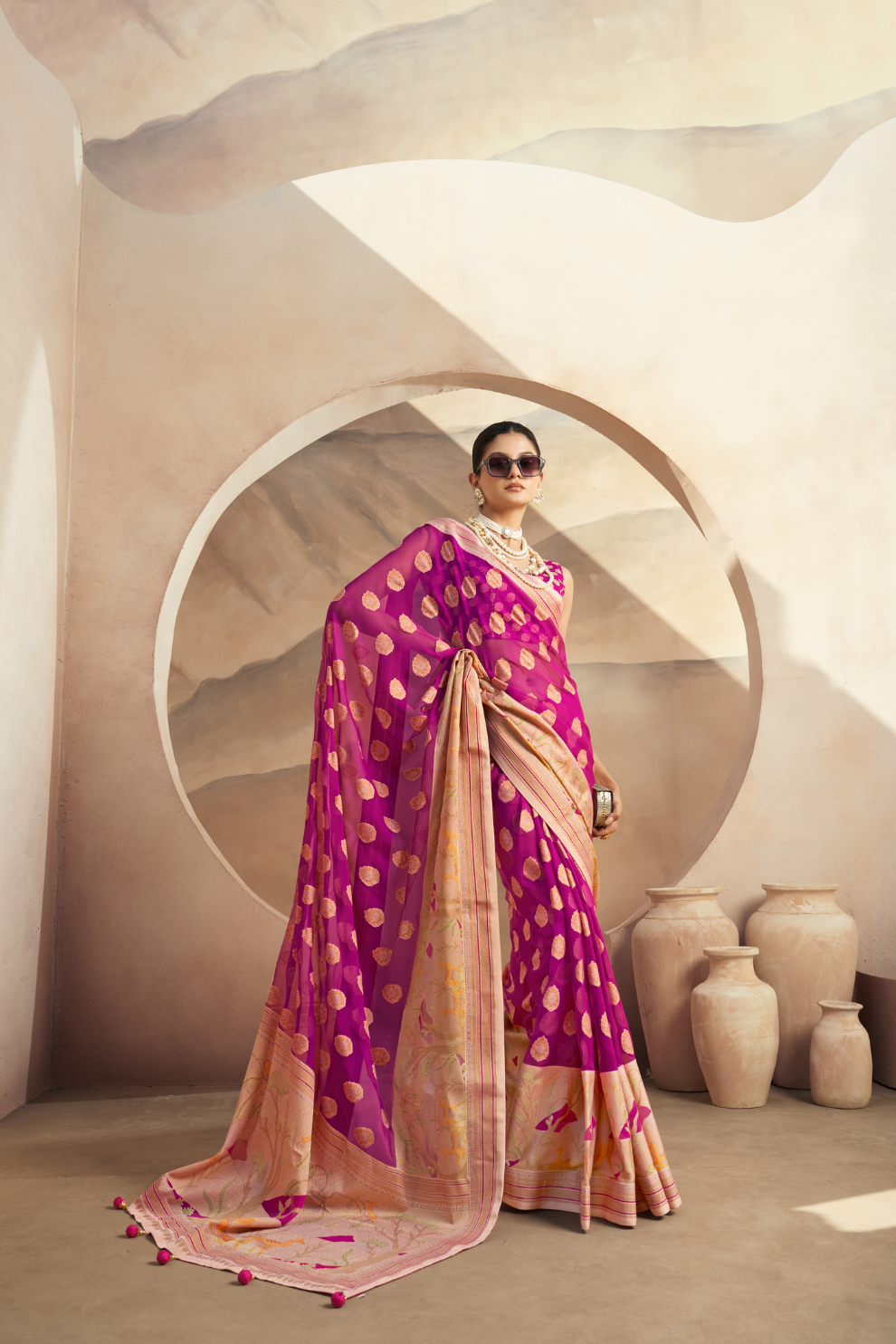 Georgette Saree with Artistic Burnout Butti for Occasions