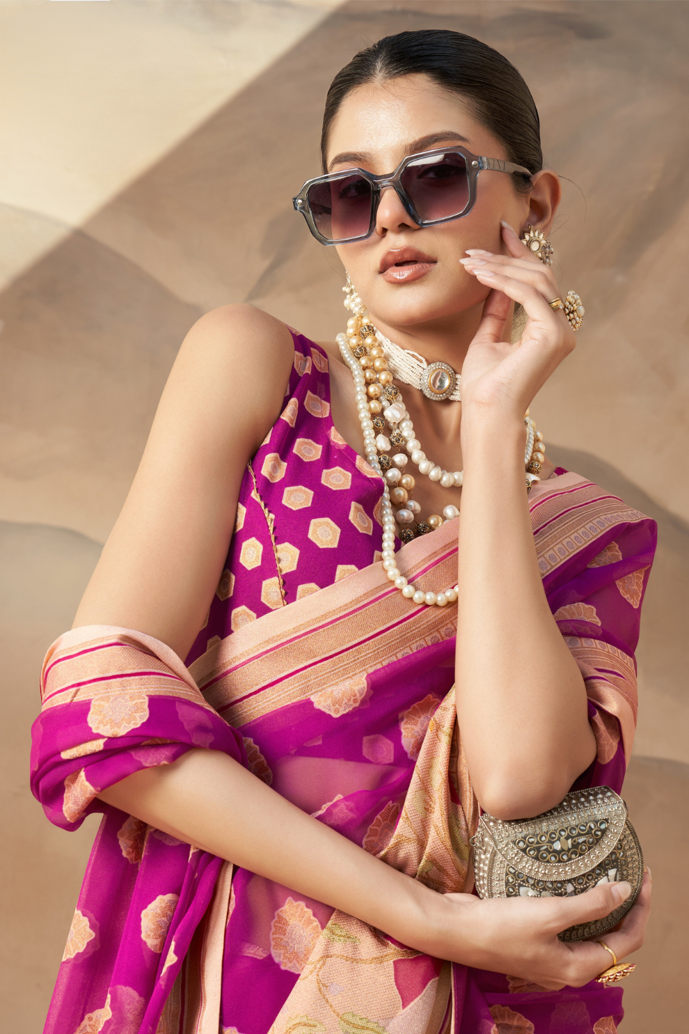 Georgette Saree with Artistic Burnout Butti for Occasions