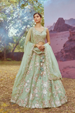 LAVANTEFASHIONLimeGreenOrganzaSequinsembroiderySemi-StitchedLehengacholi_Dupatta_1 - LaVante Fashion