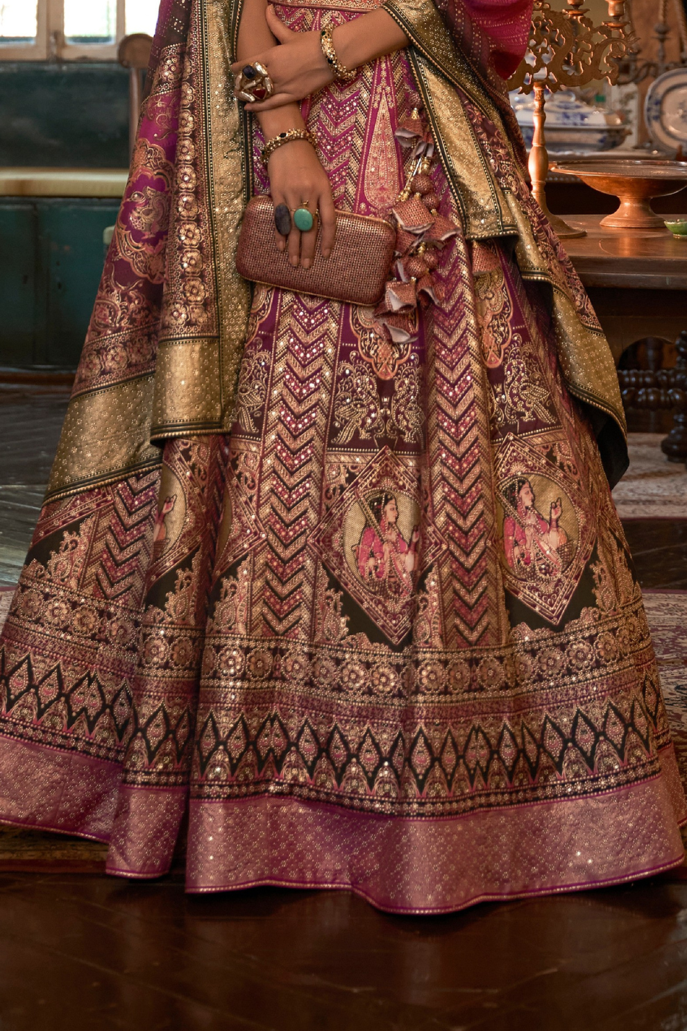 Lehenga Choli de seda de diseñador en color azul turquesa, lista para usar, con brillo y detalles de espejo