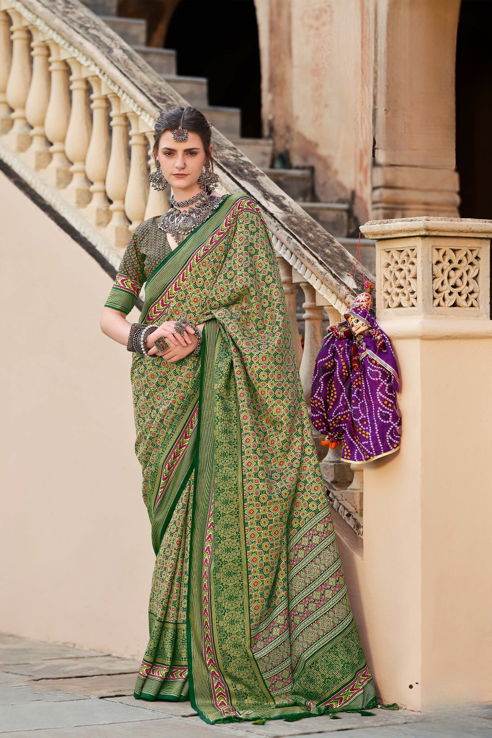 Mercerized New Sigma Silk Saree with Aqua Finish
