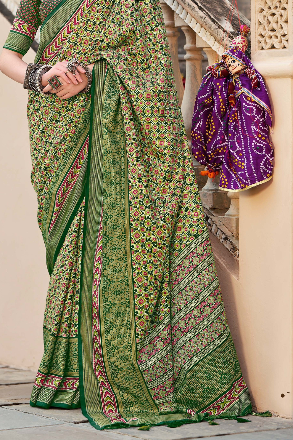 Mercerized New Sigma Silk Saree with Aqua Finish