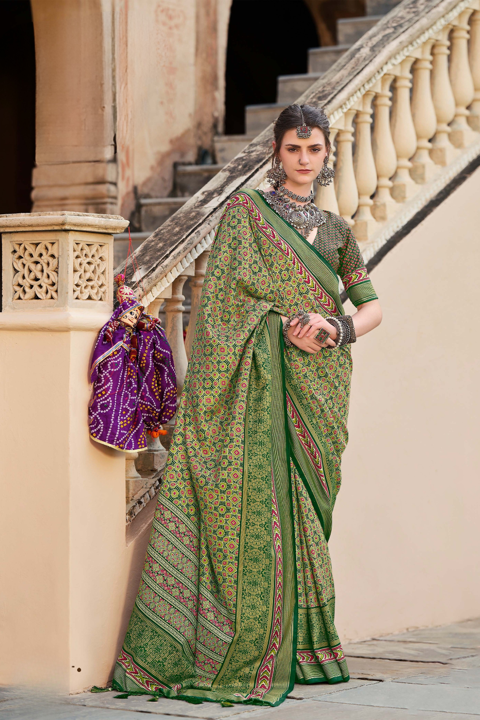 Mercerized New Sigma Silk Saree with Aqua Finish