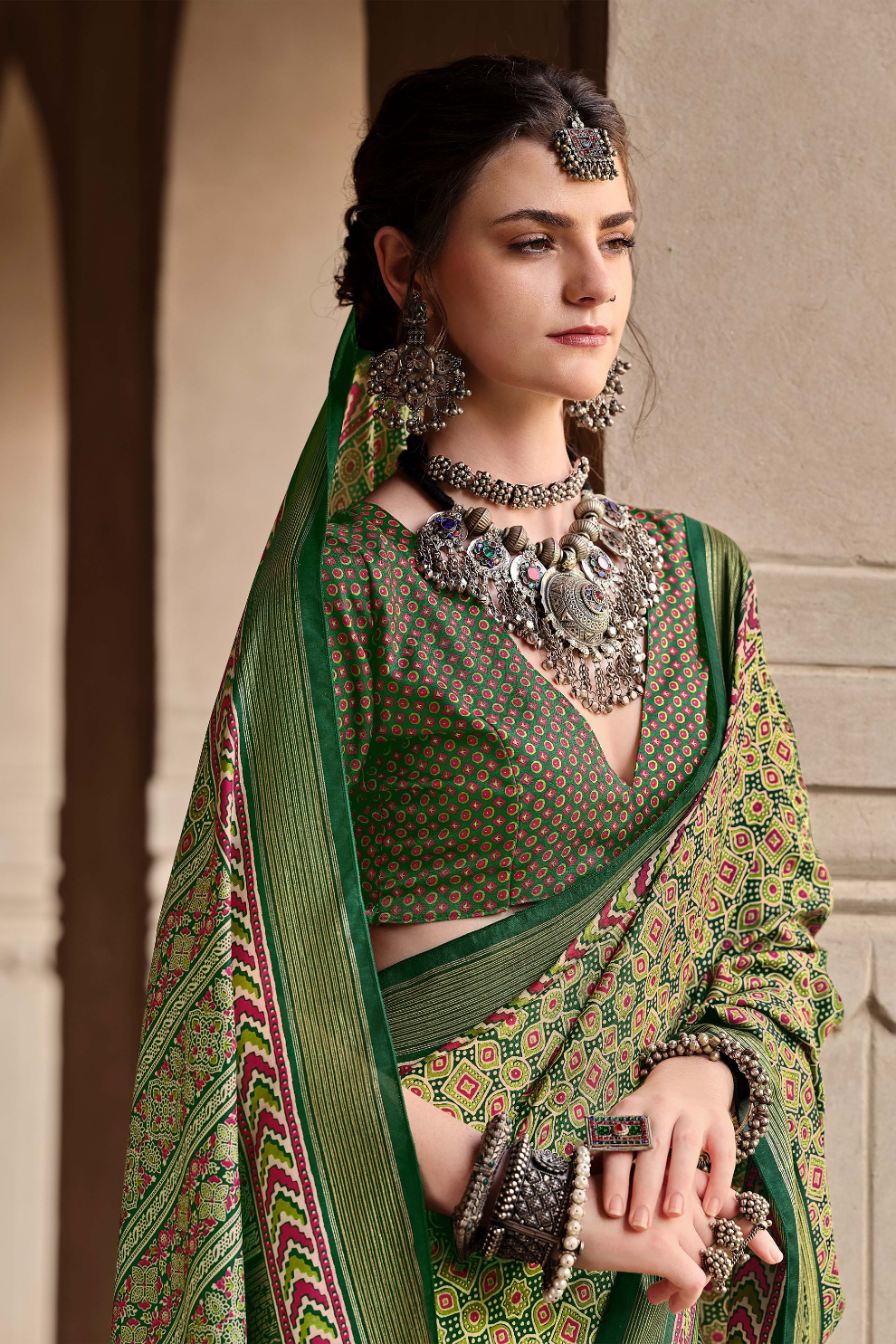 Mercerized New Sigma Silk Saree with Aqua Finish