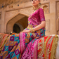 Elegant Patola Design Saree in Mercerized Silk with Gold Print