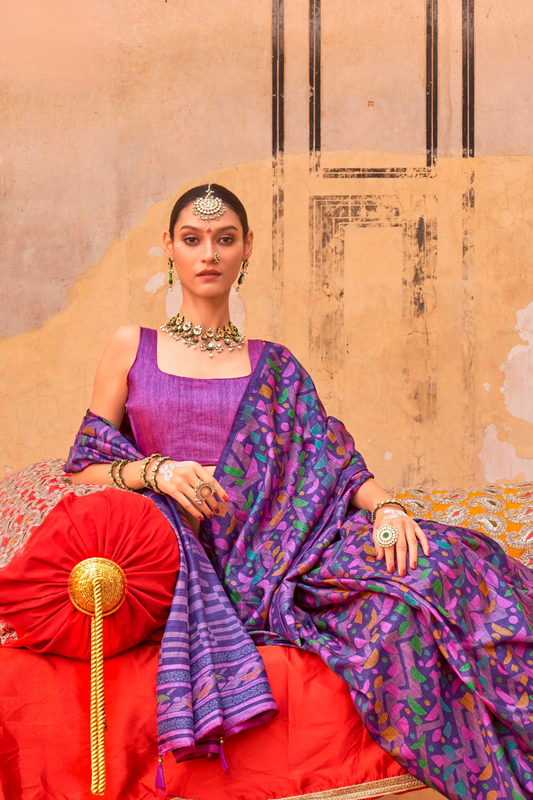 Mercerized Sigma Silk Saree with Classic Design and Aqua Finish - LaVante Fashion