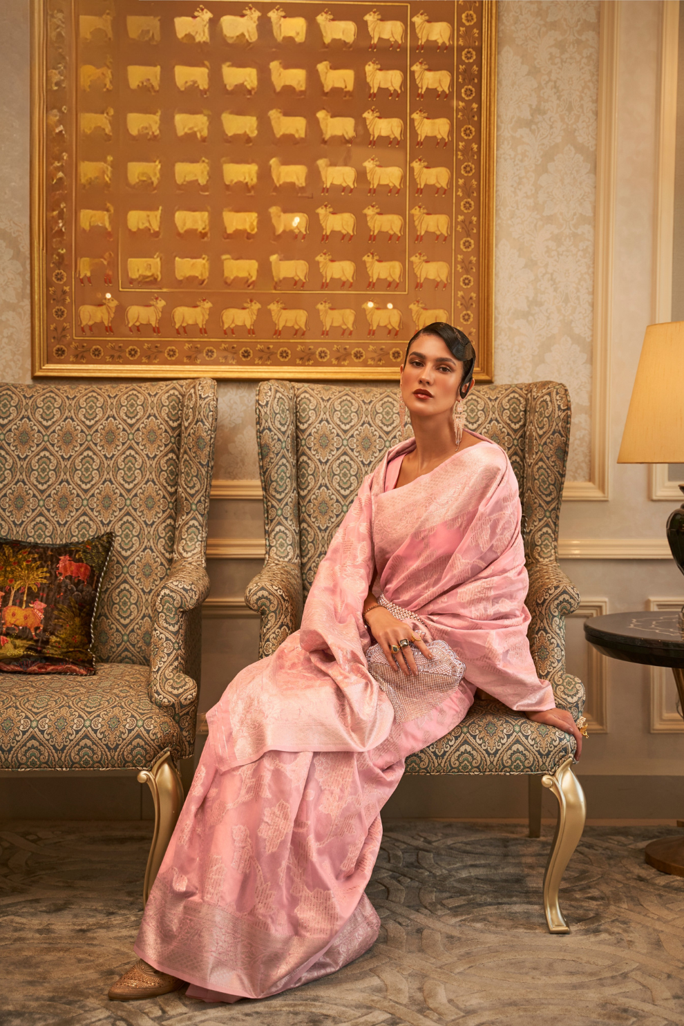 Elegant Sequins Modal Saree with Fine Handloom Weaving