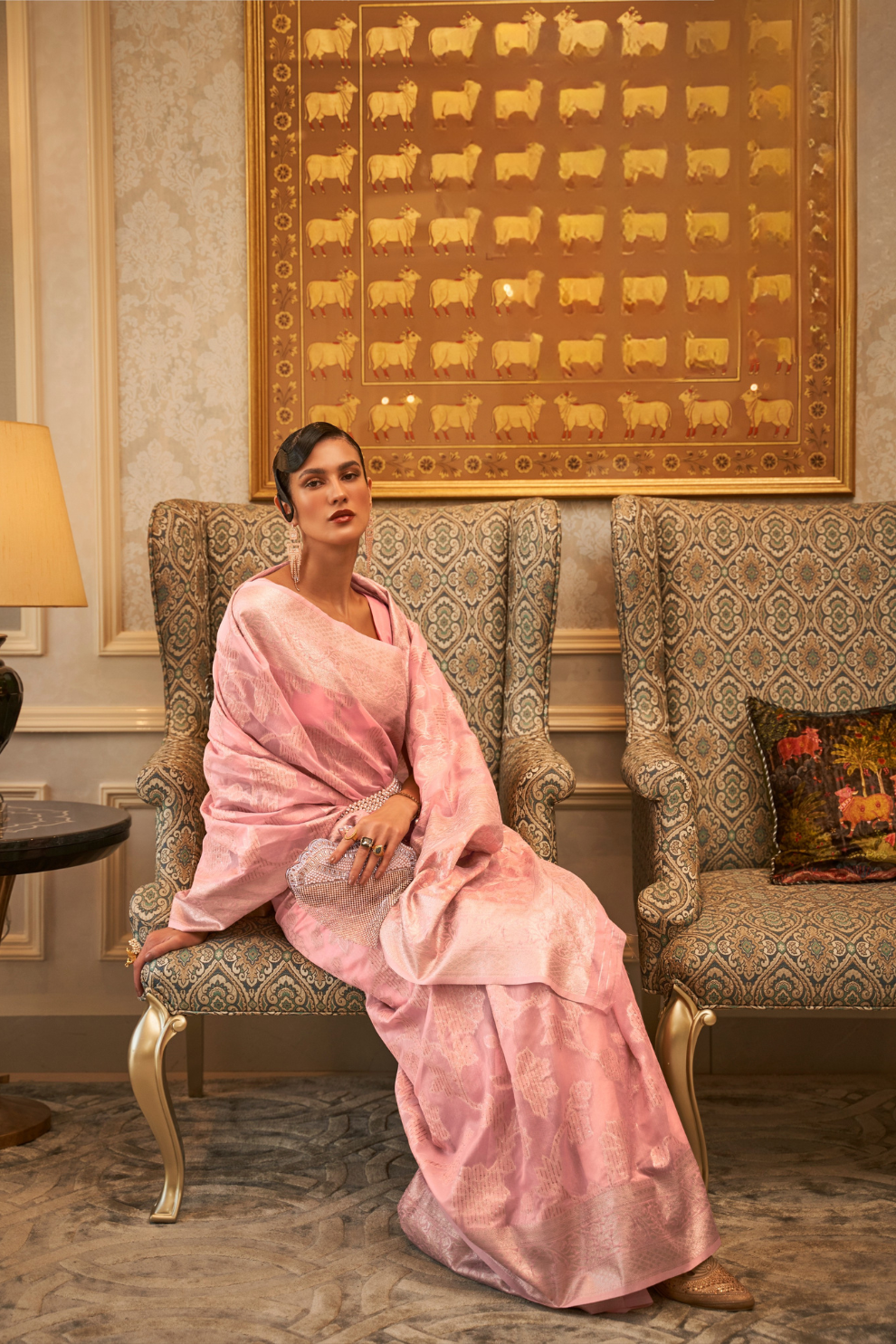 Elegant Sequins Modal Saree with Fine Handloom Weaving