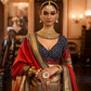 Vibrant Orange & Navy Silk Lehenga Choli - LaVante Fashion
