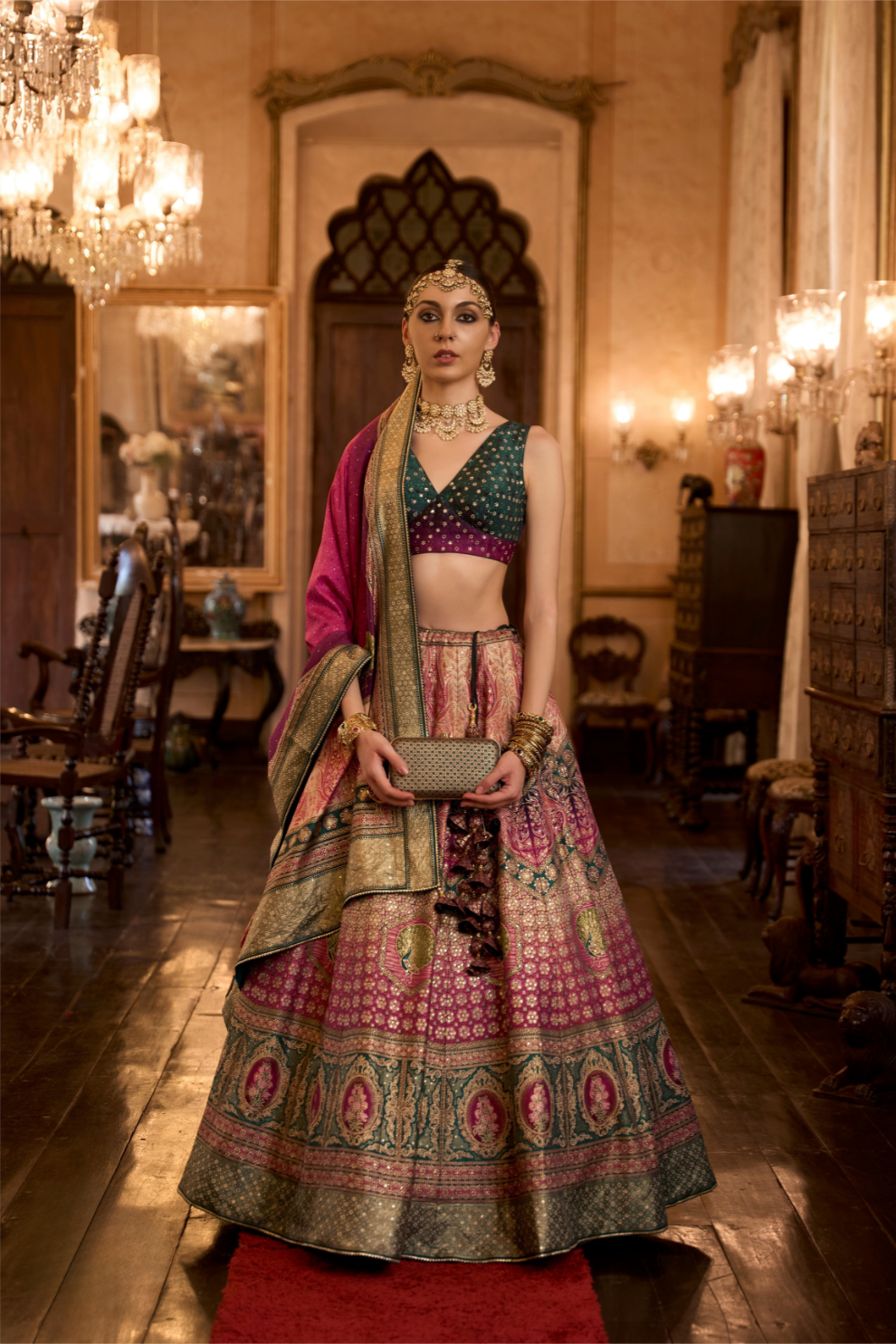 Dazzling Pink Rama Umbrella Lehenga - LaVante Fashion