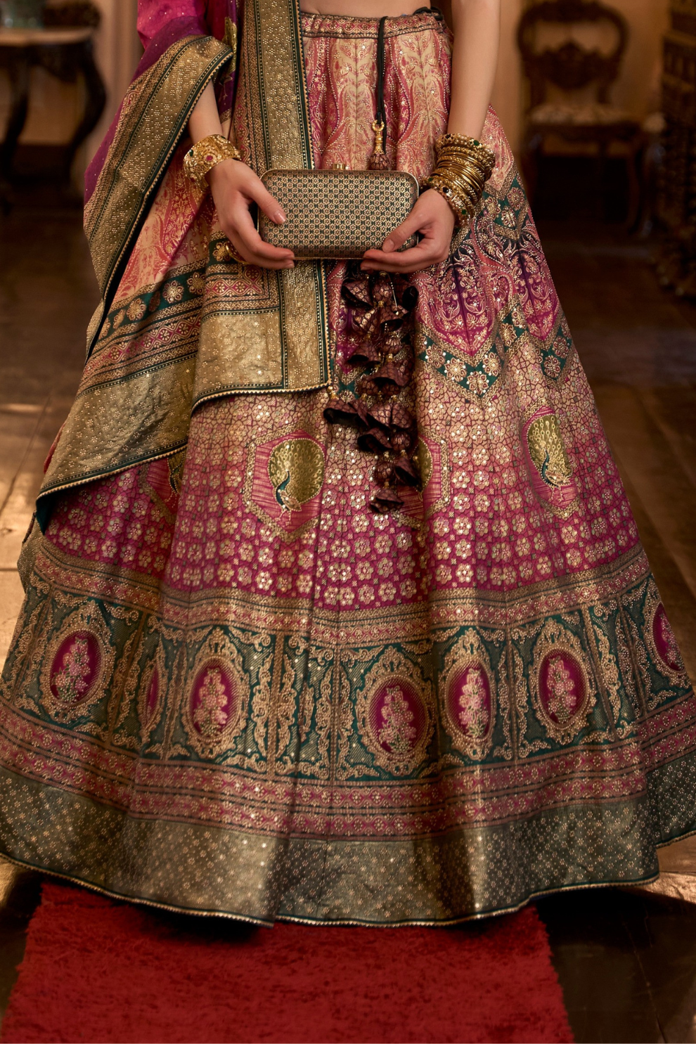 Dazzling Pink Rama Umbrella Lehenga - LaVante Fashion
