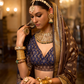 Golden Beige Stone Embellished Silk Lehenga Choli - LaVante Fashion