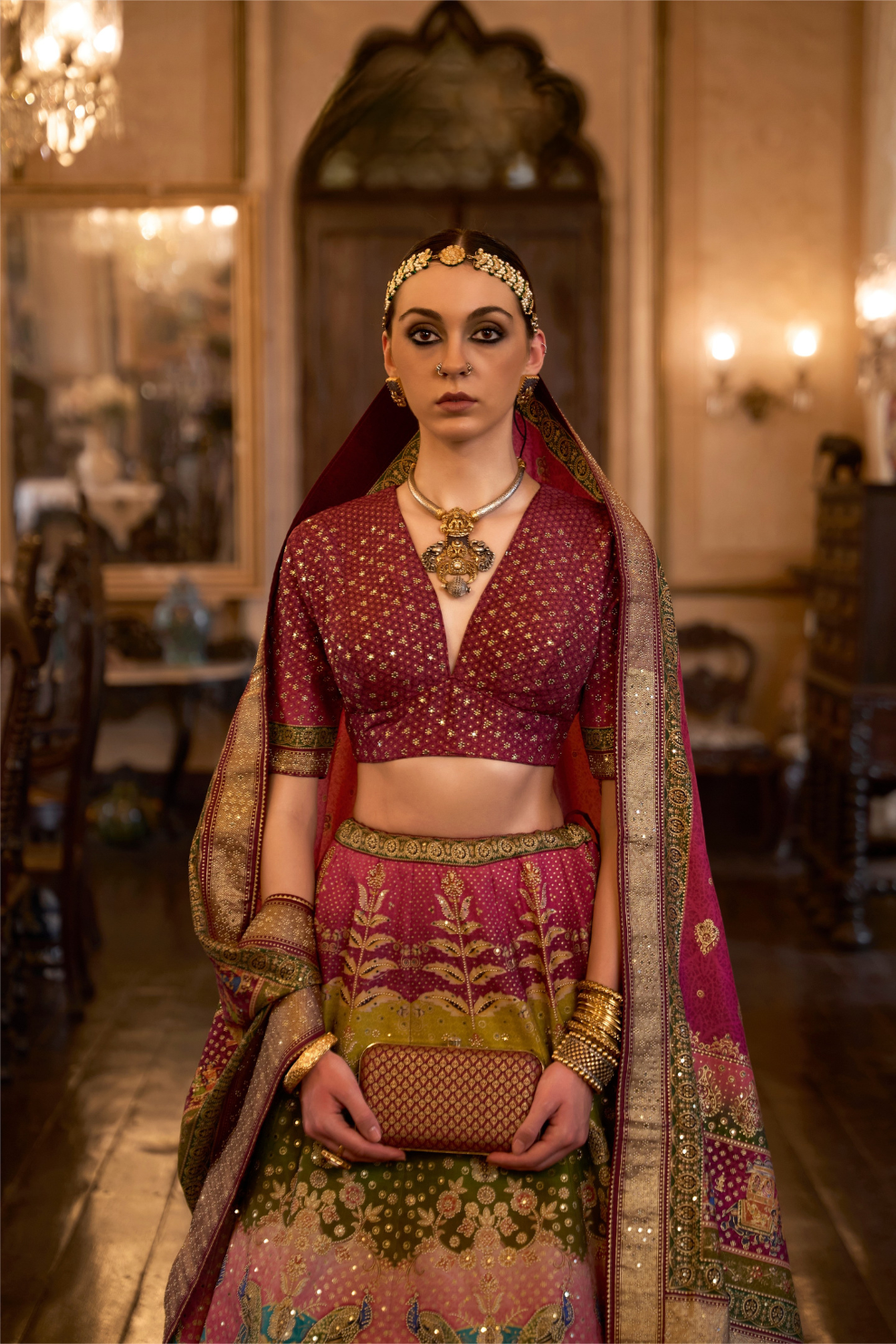Sparkle Silk Lehenga in Rani Pink - LaVante Fashion