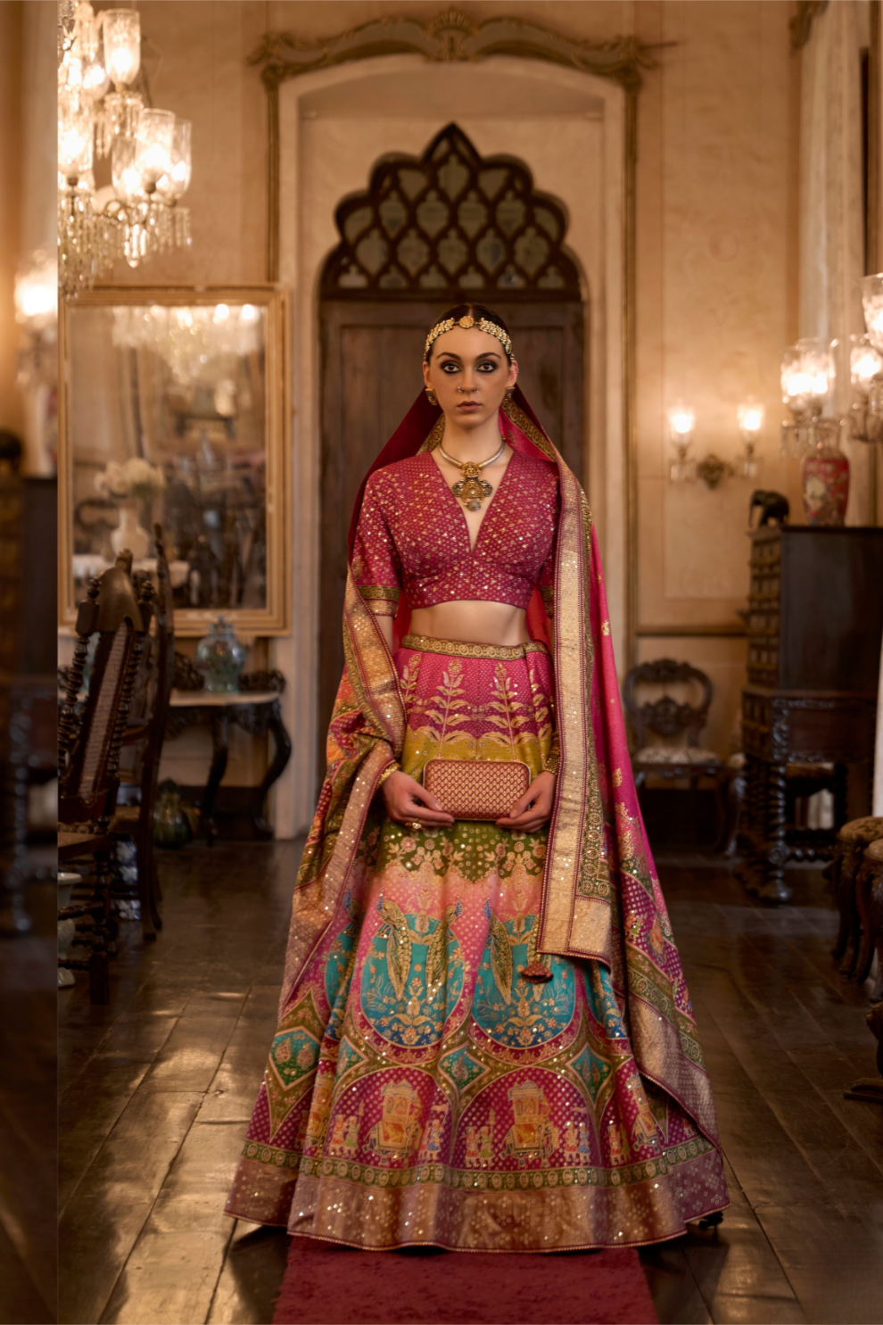 Sparkle Silk Lehenga in Rani Pink - LaVante Fashion