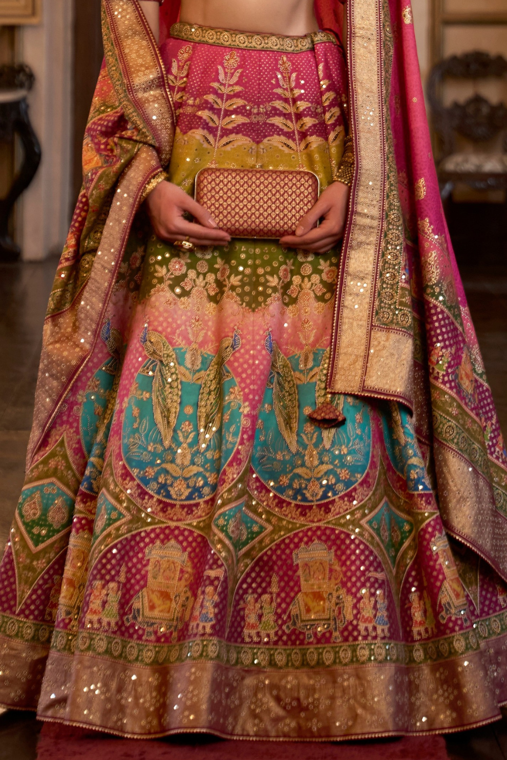 Sparkle Silk Lehenga in Rani Pink - LaVante Fashion