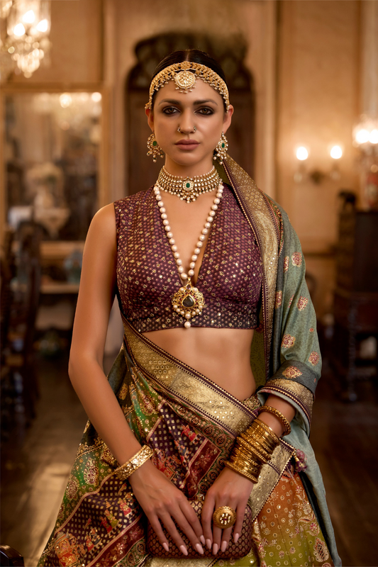 Magenta Graceful Rajwadi Bridal Lehenga - LaVante Fashion