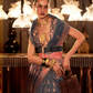 Multi Pure Linen Saree with Copper Zari Weaving Elegance