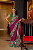 LAVANTEFASHIONMercerizedSigmaSilk_WithClassicalPatolaDesignAndElegentGoldPrintWithAquaFinish_1 - LaVante Fashion
