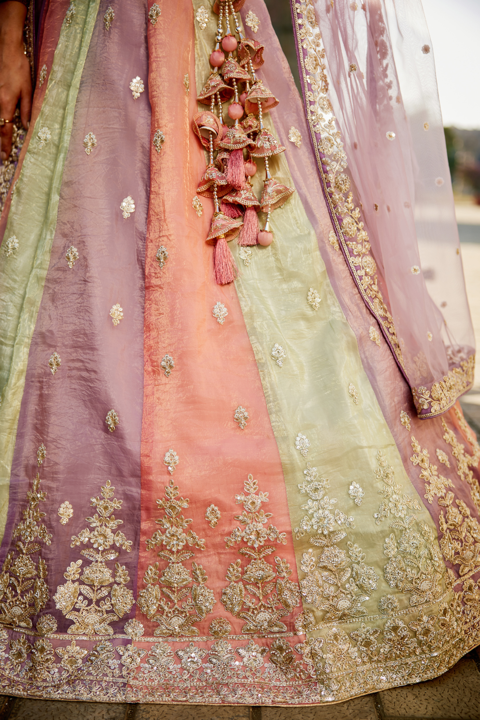 Soft Tissue Lehenga Choli Set with Coordinated Sequins Embroidery