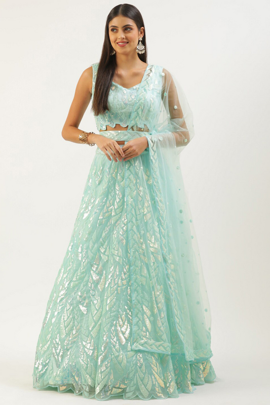 Bridal Soft Net Lehenga Choli with Elegant Sequins Embroidery