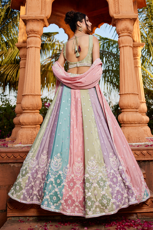 Designer Chiffon Lehenga Choli Set with Shimmering Sequins Work