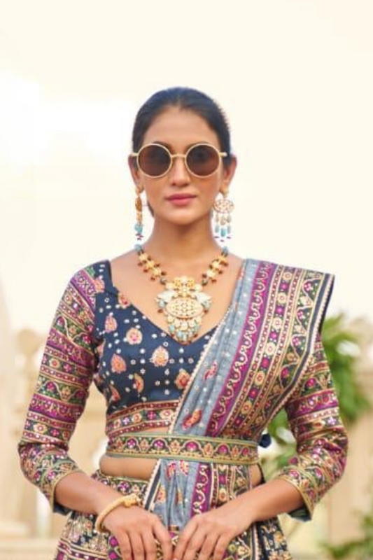 Royal Blue Rajwadi Patola Lehenga with Intricate Weaving