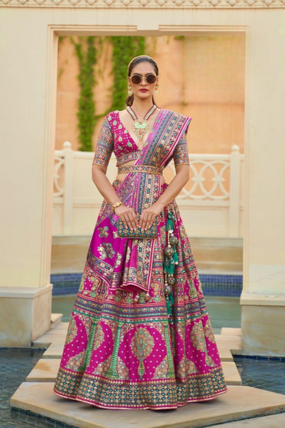 Dark Pink Dazzle Embroidered Silk Lehenga L-38 Dark Pink Dazzle Embroidered Silk Lehenga L-38