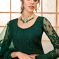 Graceful Dark Green Embroidered Lehenga In Net With Diamond
