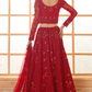 Bridal Red Net Lehenga Choli With Rich Embroidery & Dupatta