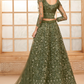 Vibrant Olive Green Mehendi Wear Lehenga Choli In Designer Net