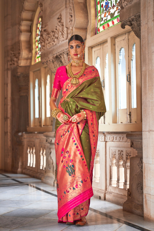 Graceful Floral Woven Zari Paithani Saree for Festive Wear