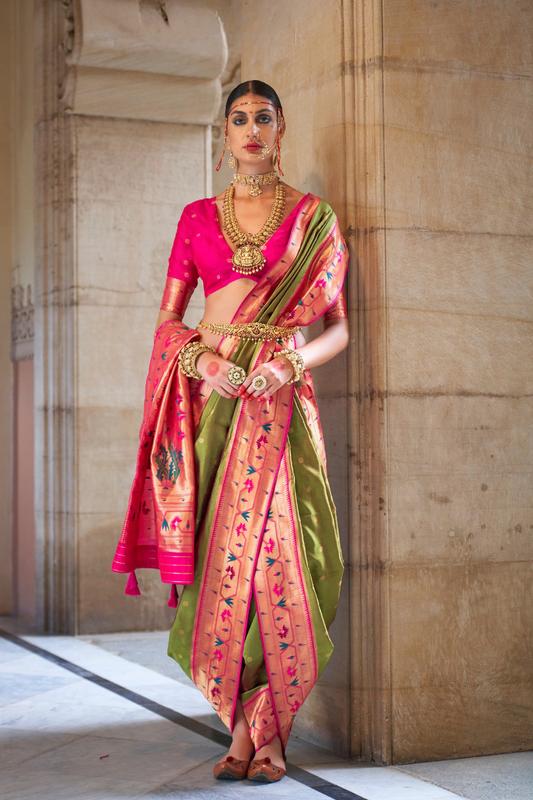 Graceful Floral Woven Zari Paithani Saree for Festive Wear